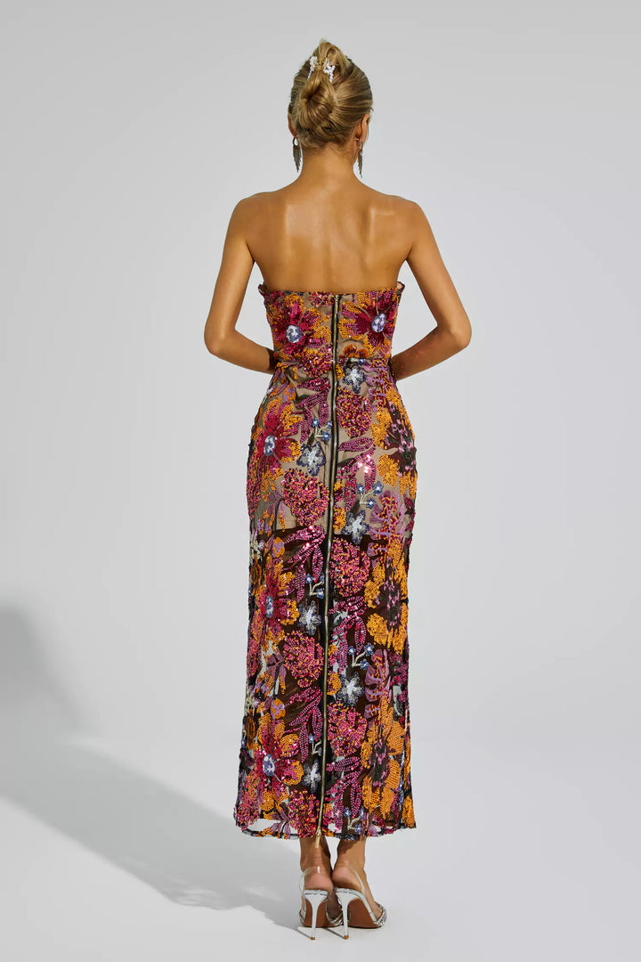 Off Shoulder Embroidered Sequin Dress
