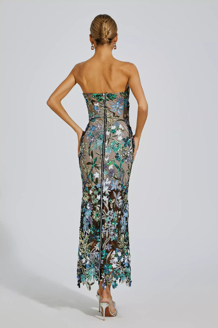 Off Shoulder Embroidered Sequin Dress