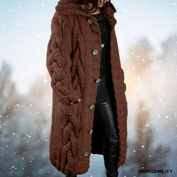 Non Duality | Winter Bliss Cardigan Bruin / S *Karissa™ Luxueus Comfort Dik Geweven Dames Vest