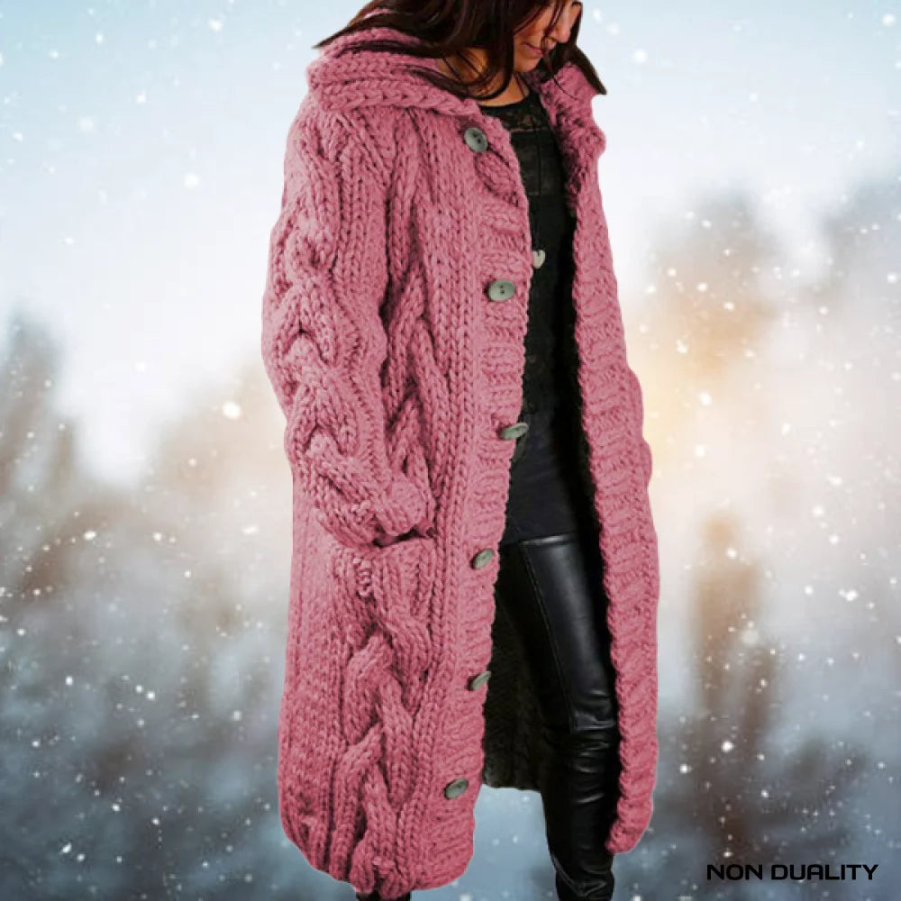 Non Duality | Winter Bliss Cardigan Roze / S *Karissa™ Luxueus Comfort Dik Geweven Dames Vest