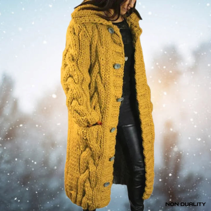 Non Duality | Winter Bliss Cardigan Geel / S *Karissa™ Luxueus Comfort Dik Geweven Dames Vest