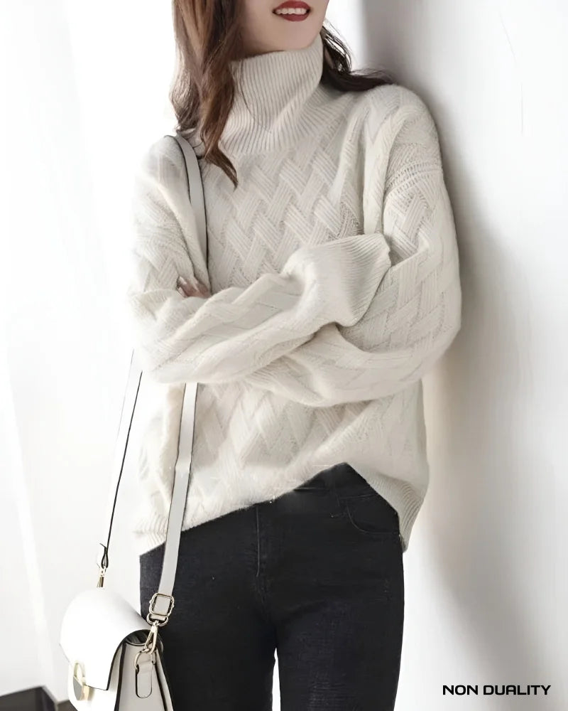 Non Duality | Textured Cable Knit Turtleneck Sweater