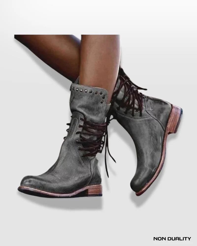 Non Duality | Leather Lace-Up Ankle Boots