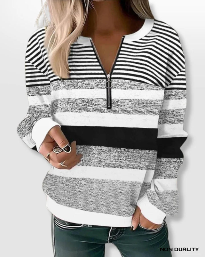 Non Duality | Monochrome Striped Sweatshirt Blouses