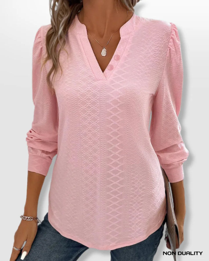 Non Duality | Soft Blush V-Neck Top Blouses