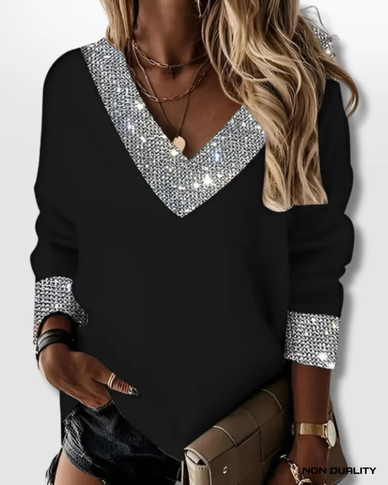 Non Duality | Sparkle V-Neck Sweater