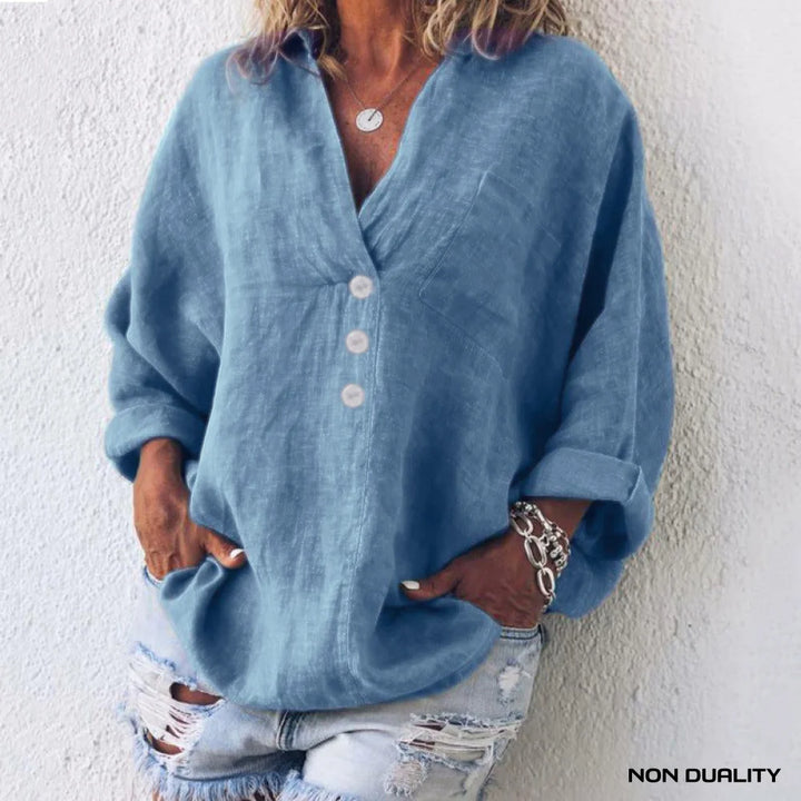 Non Duality | Effortless Button-Up Blouse Blue / S Blouses & Shirts