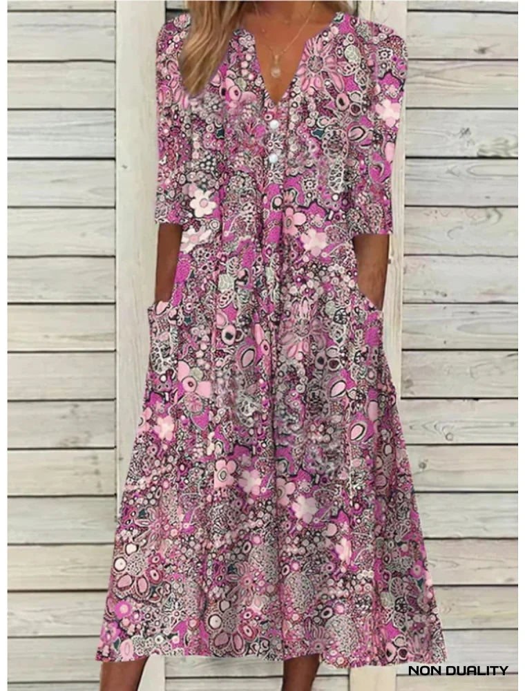 Non Duality | Floral Print Dress Pink / S