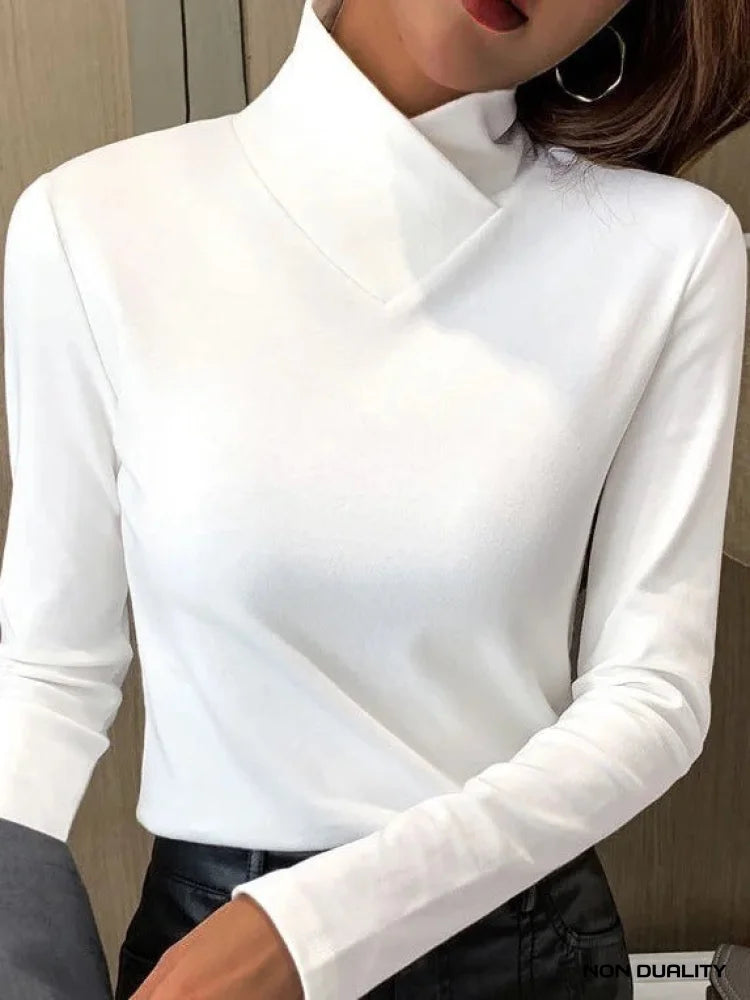 Non Duality | Elegant Turtleneck Fit Wit / S