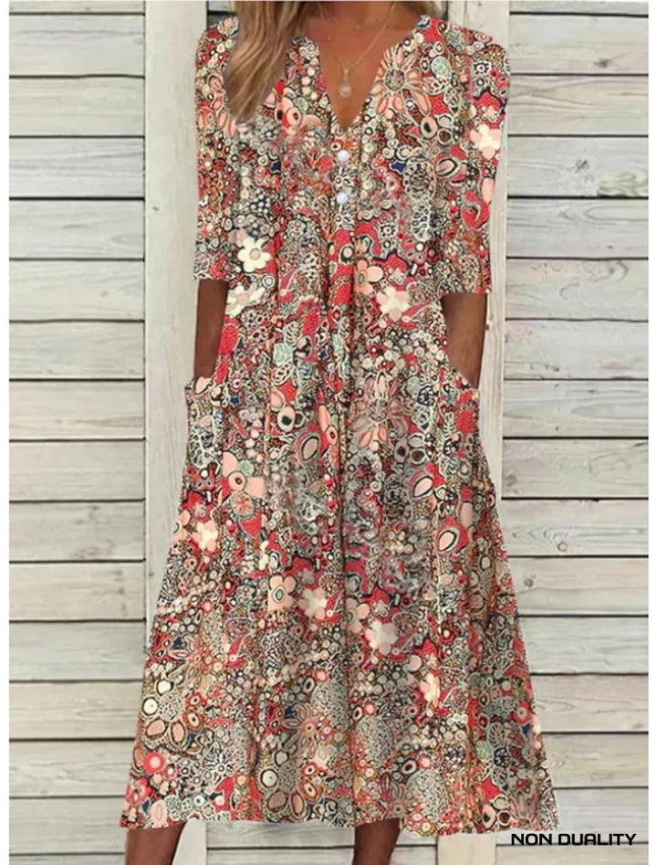 Non Duality | Floral Print Dress Red / S