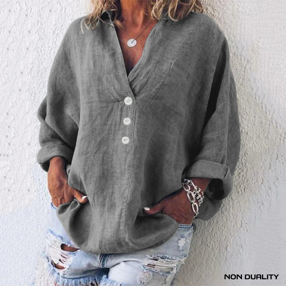 Non Duality | Effortless Button-Up Blouse Grey / S Blouses & Shirts