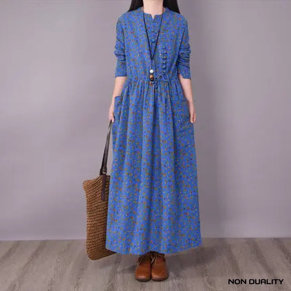 Non Duality | Bohemian Floral Maxi Dress Blue / M