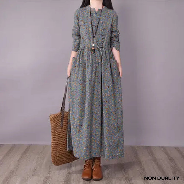 Non Duality | Bohemian Floral Maxi Dress Spring Blue / M