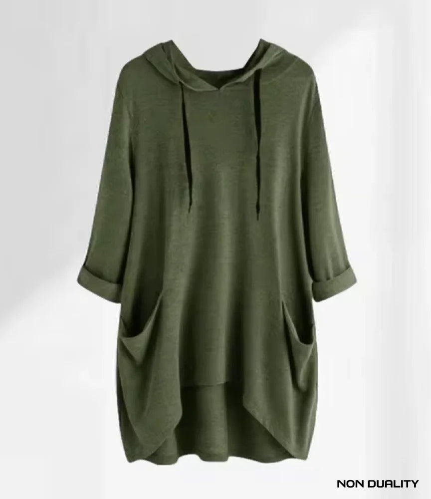 Non Duality | Cozy Pocket Hooded Tunic Green / S Shirt Women