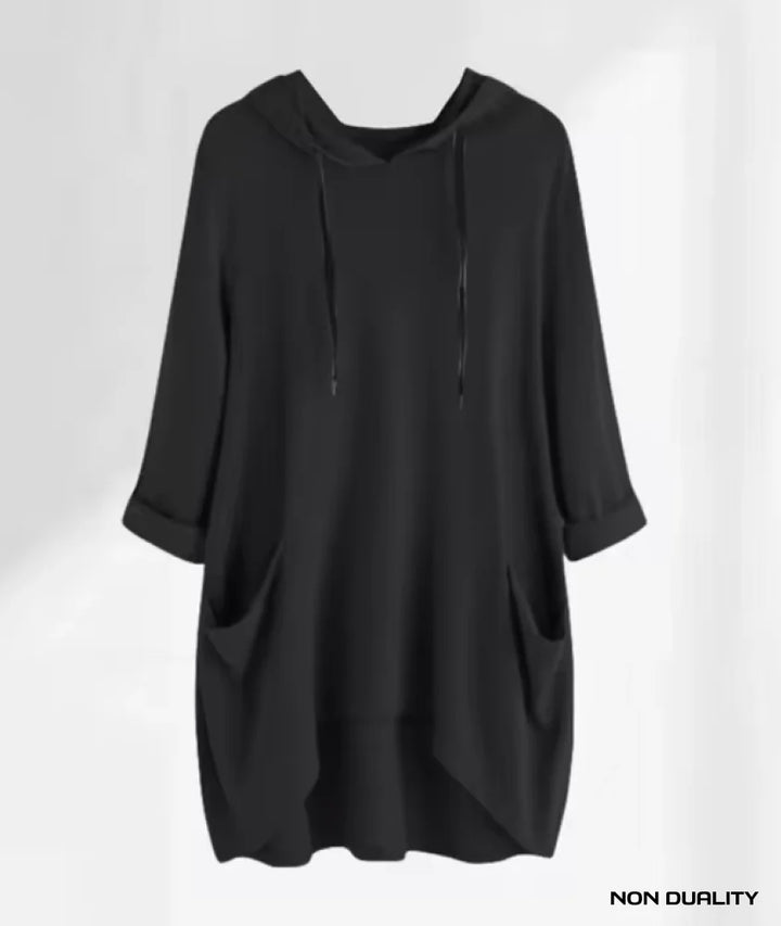 Non Duality | Cozy Pocket Hooded Tunic Black / S Shirt Women