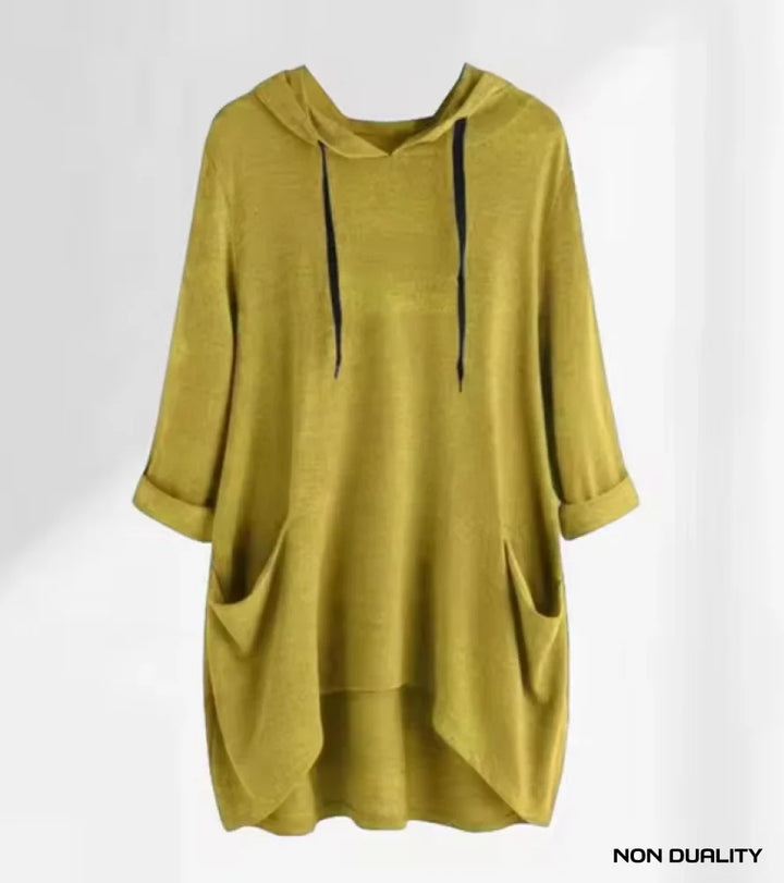 Non Duality | Cozy Pocket Hooded Tunic Yellow / S Shirt Women