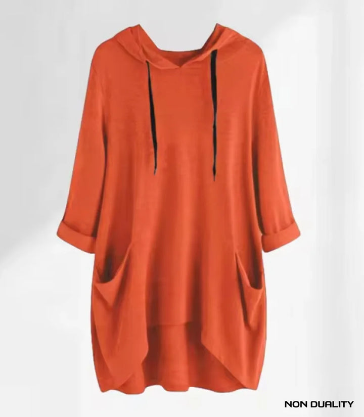 Non Duality | Cozy Pocket Hooded Tunic Orange / S Shirt Women