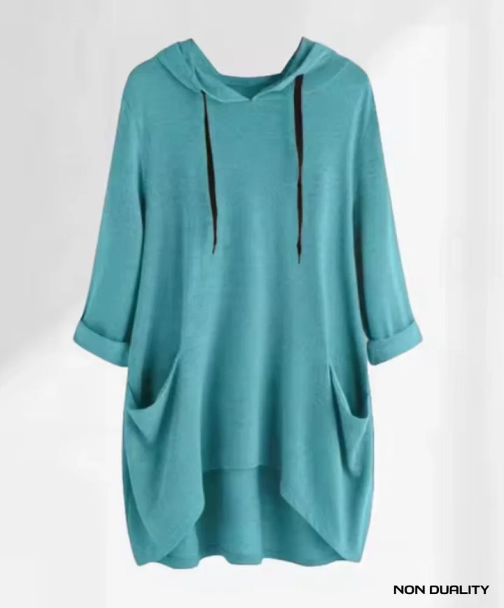 Non Duality | Cozy Pocket Hooded Tunic Blue / S Shirt Women