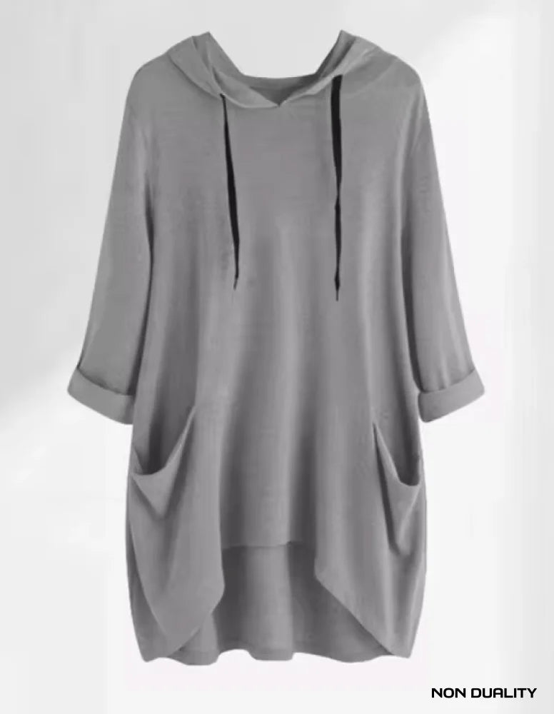 Non Duality | Cozy Pocket Hooded Tunic Gray / S Shirt Women