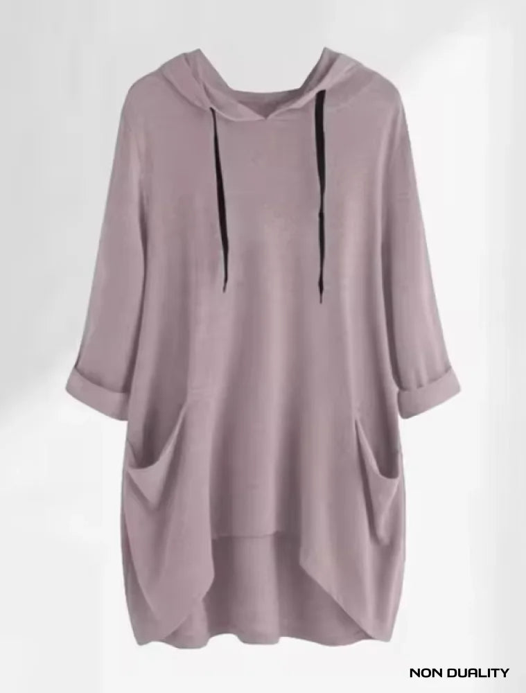 Non Duality | Cozy Pocket Hooded Tunic Gray/Purple / S Shirt Women