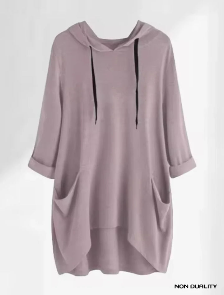 Non Duality | Cozy Pocket Hooded Tunic Gray/Purple / S Shirt Women