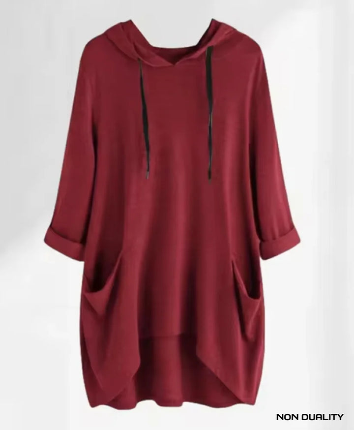 Non Duality | Cozy Pocket Hooded Tunic Red / S Shirt Women