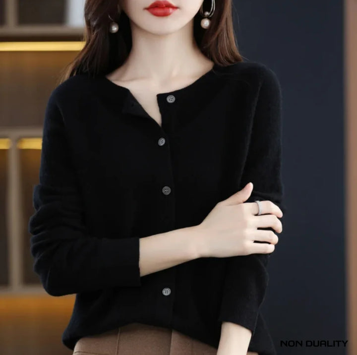 Non Duality | Soft Knit Buttoned Cardigan Black / S