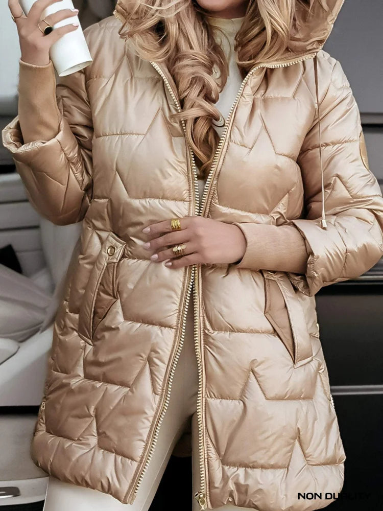 Non Duality | Quilted Gold Puffer Coat Jas