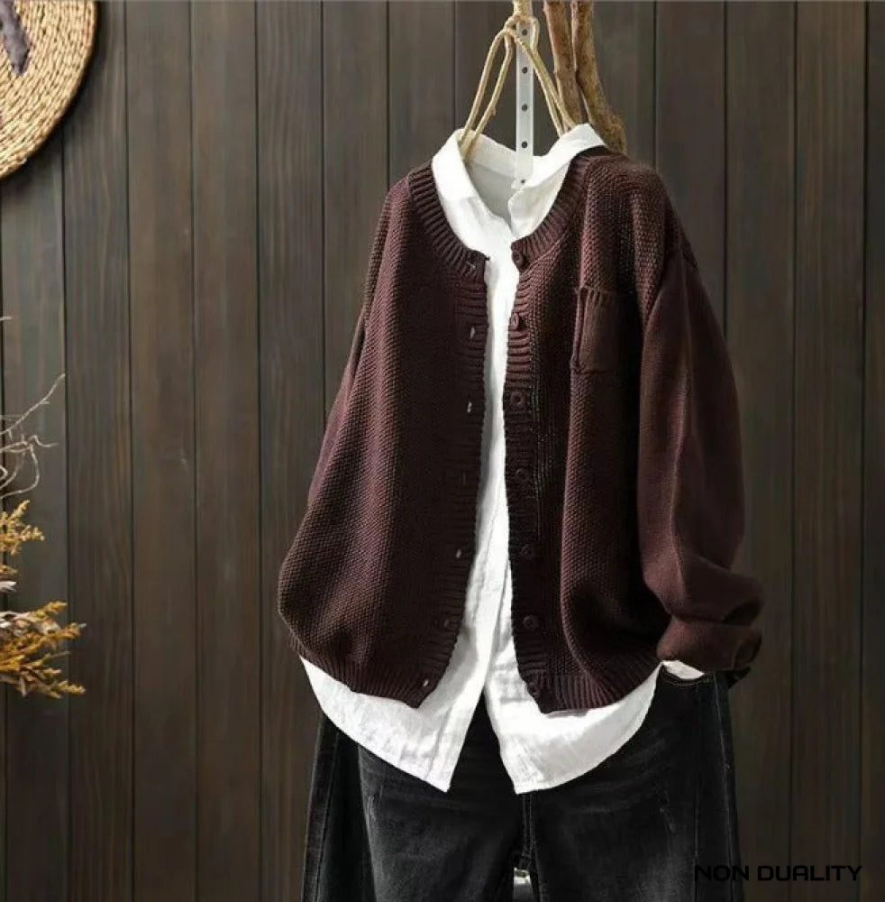 Non Duality | Fresh Knit Cardigan Chocolate Brown (Almost Sold Out) / S