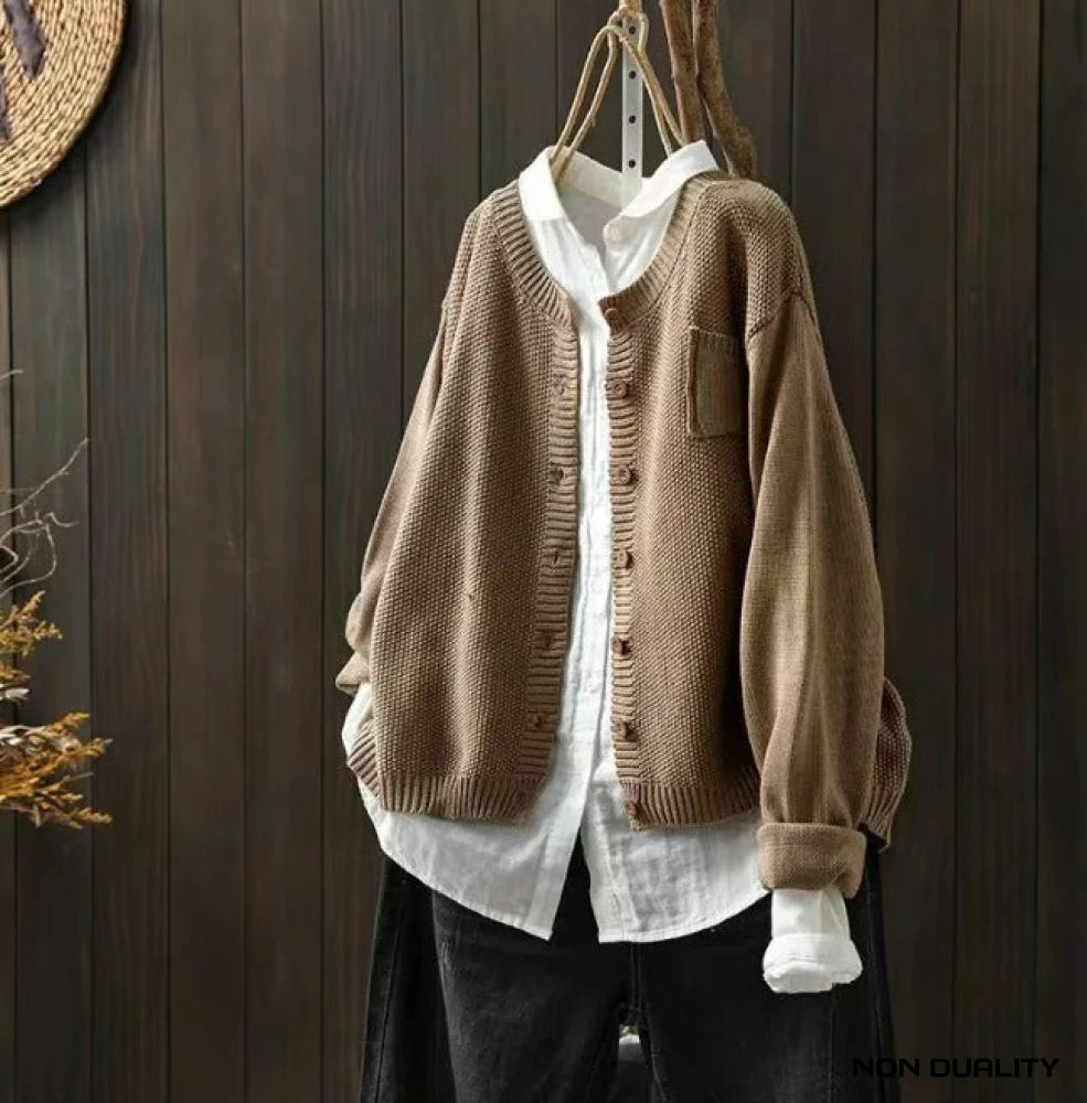 Non Duality | Fresh Knit Cardigan Light Brown / S