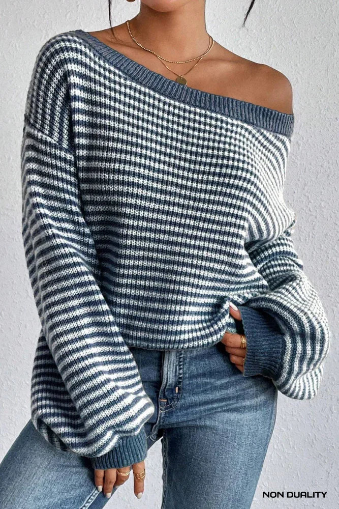 Non Duality | Relaxed Fit Striped Sweater Blue / S Women’s Clothing