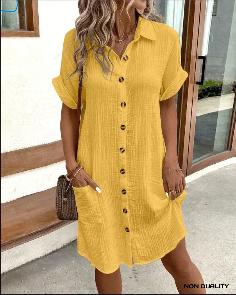 Andrea™ | Oversized Polo Dress Geel / S Jurken