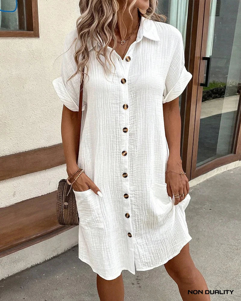 Andrea™ | Oversized Polo Dress Wit / S Jurken