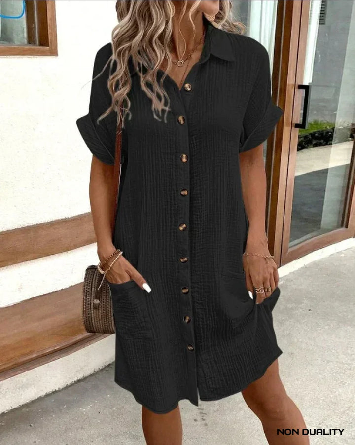 Andrea™ | Oversized Polo Dress Zwart / S Jurken