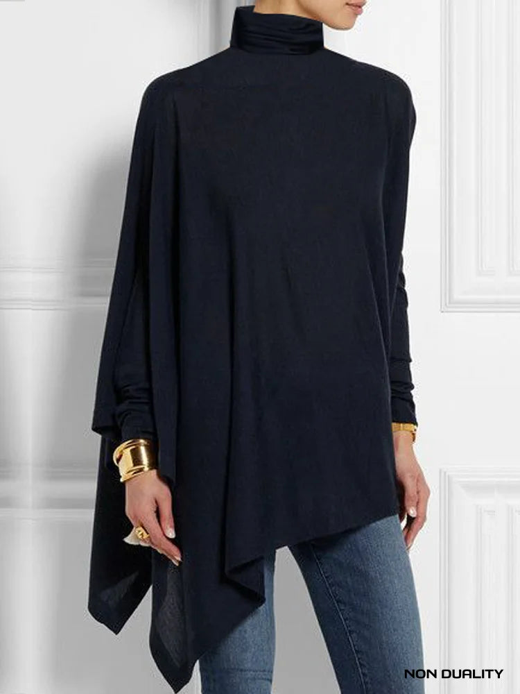 Luna | Elegant Turtleneck Drape Black / Xs Sweaters