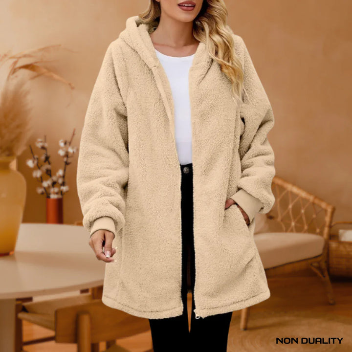 Non Duality | Fleece Hooded Jacket Beige / S