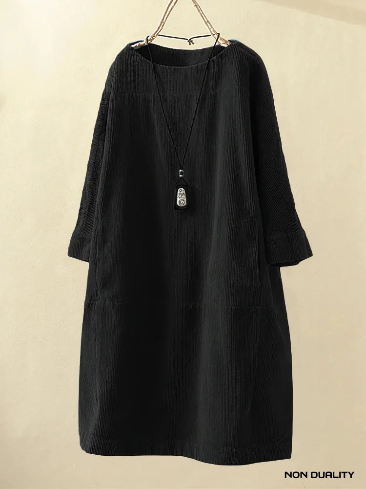 Non Duality | Vintage Corduroy Relaxed Dress Black / M