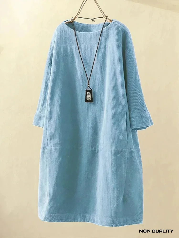Non Duality | Vintage Corduroy Relaxed Dress Light Blue / M