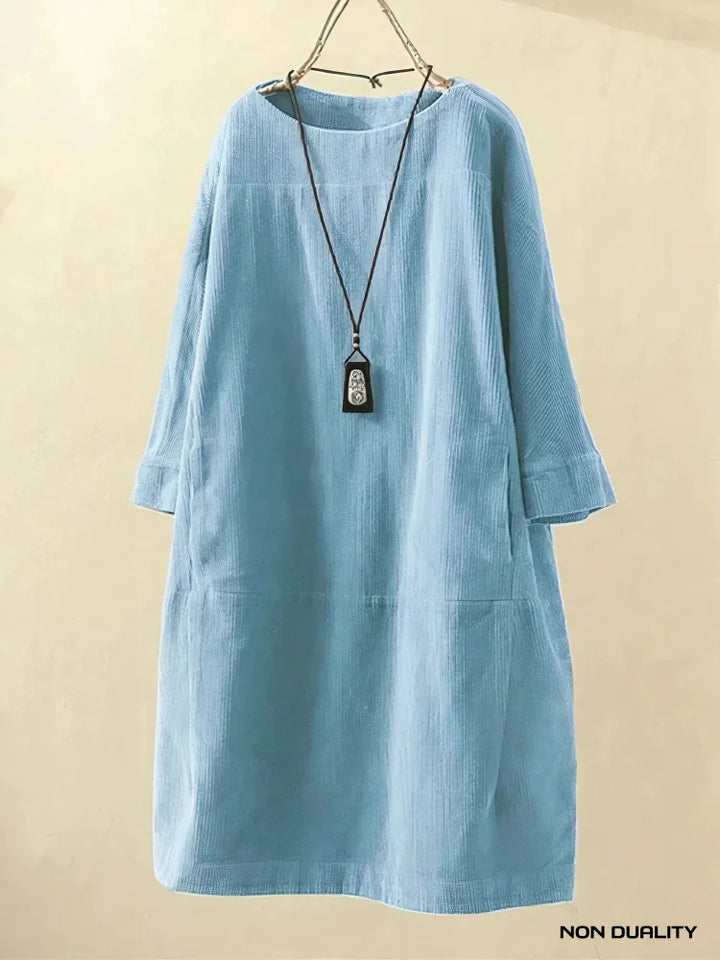 Non Duality | Vintage Corduroy Relaxed Dress Light Blue / M