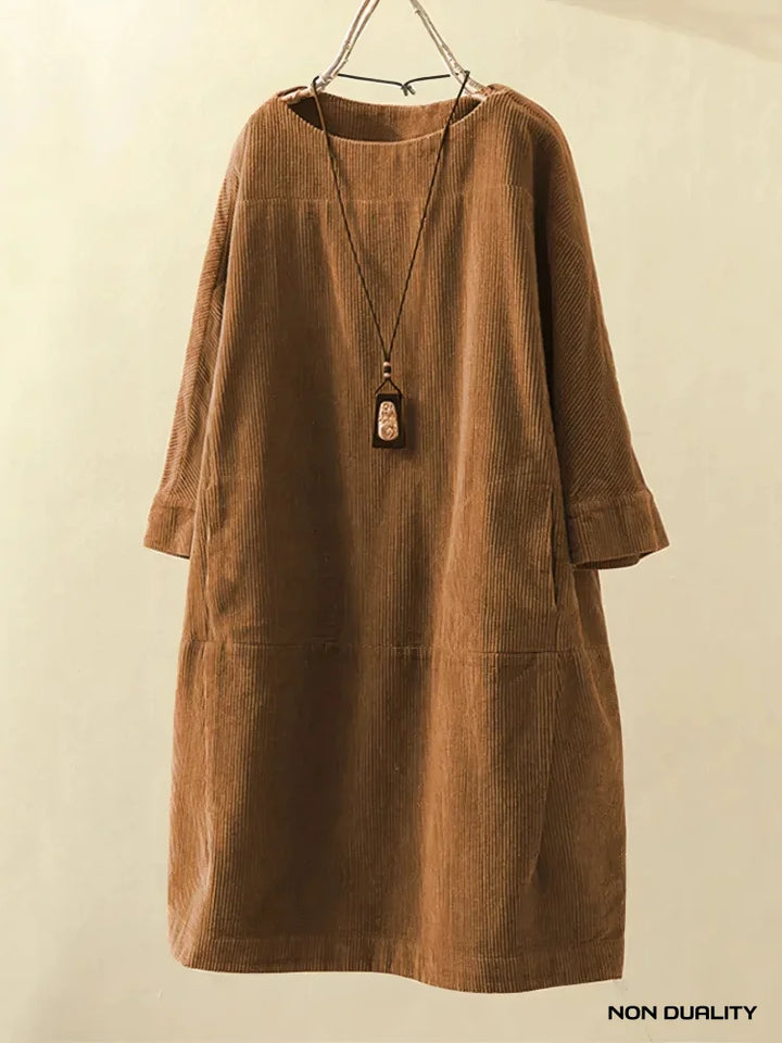 Non Duality | Vintage Corduroy Relaxed Dress Brown / M