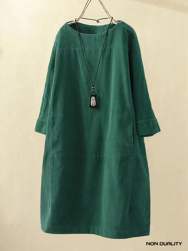 Non Duality | Vintage Corduroy Relaxed Dress Dark Green / M