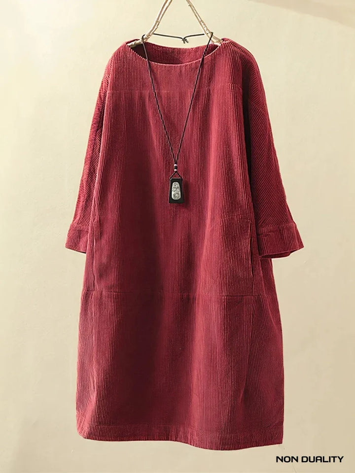Non Duality | Vintage Corduroy Relaxed Dress Red / M
