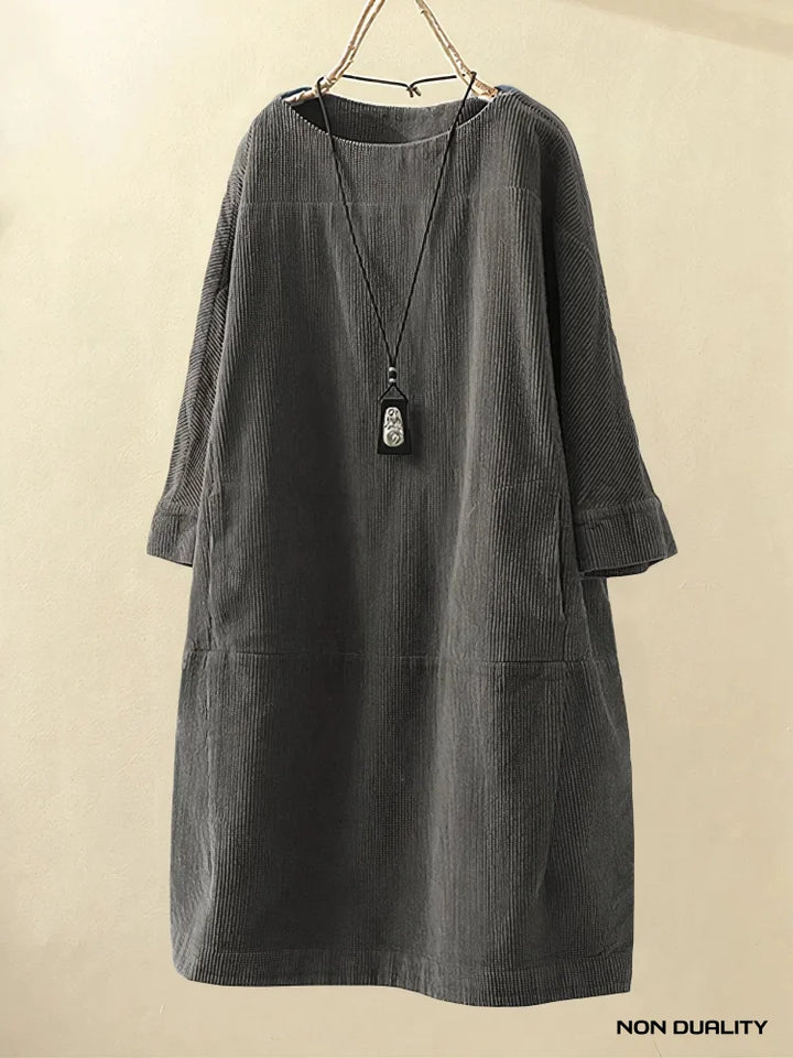 Non Duality | Vintage Corduroy Relaxed Dress Grey / M