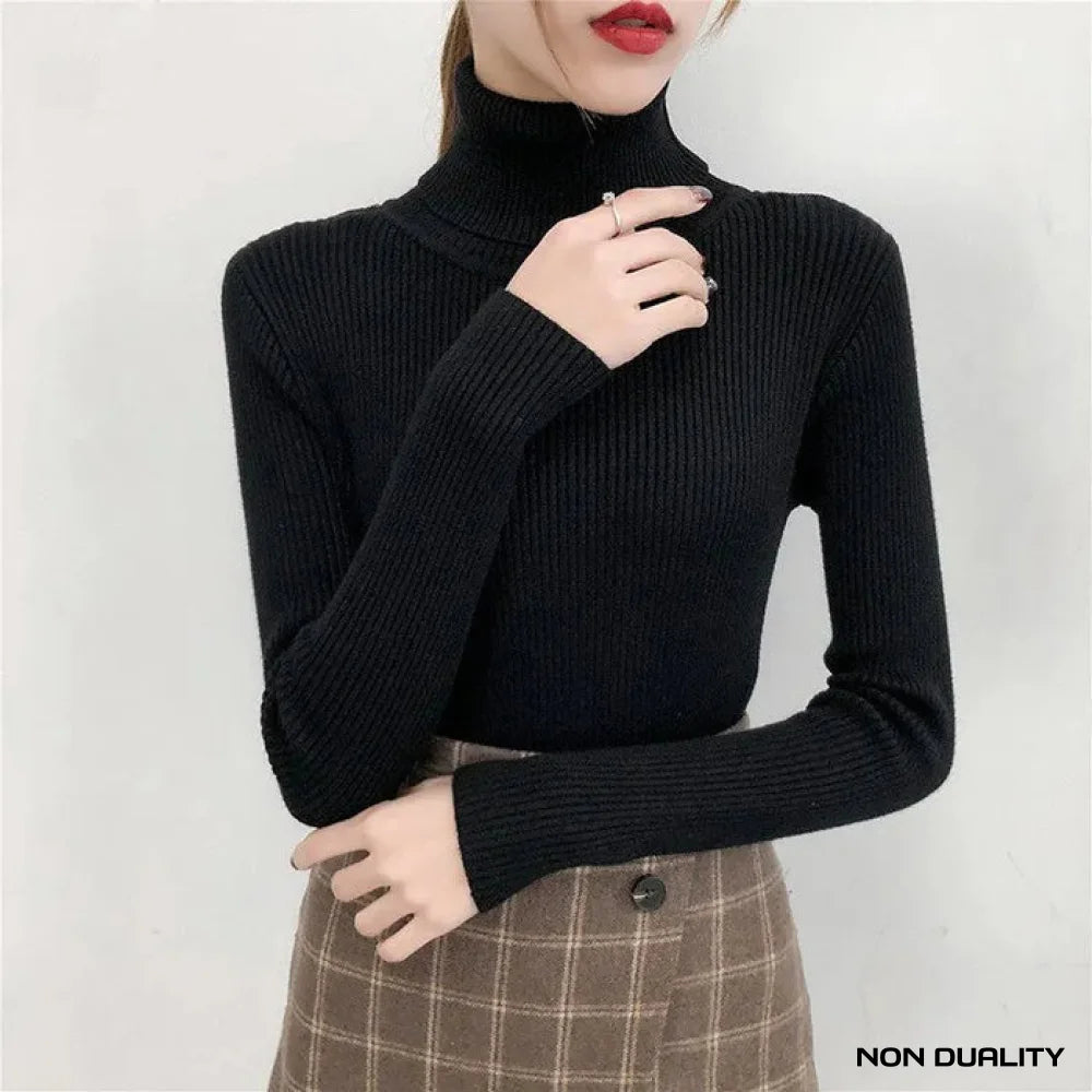 Non Duality | Classic Ribbed Turtleneck Fit Black / One Size