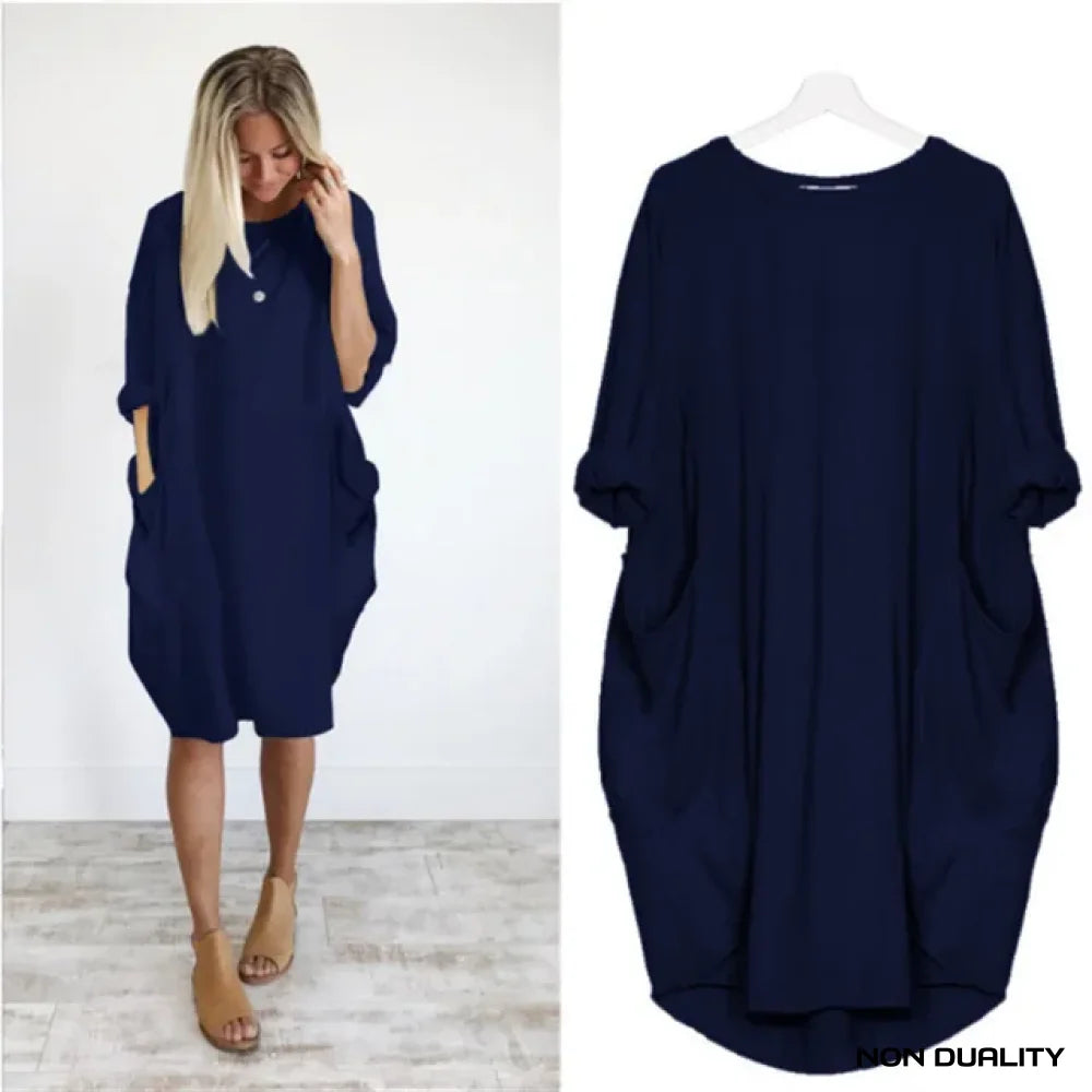 Non Duality | Comfy Pocket Dress Donker Blauw / S Dress