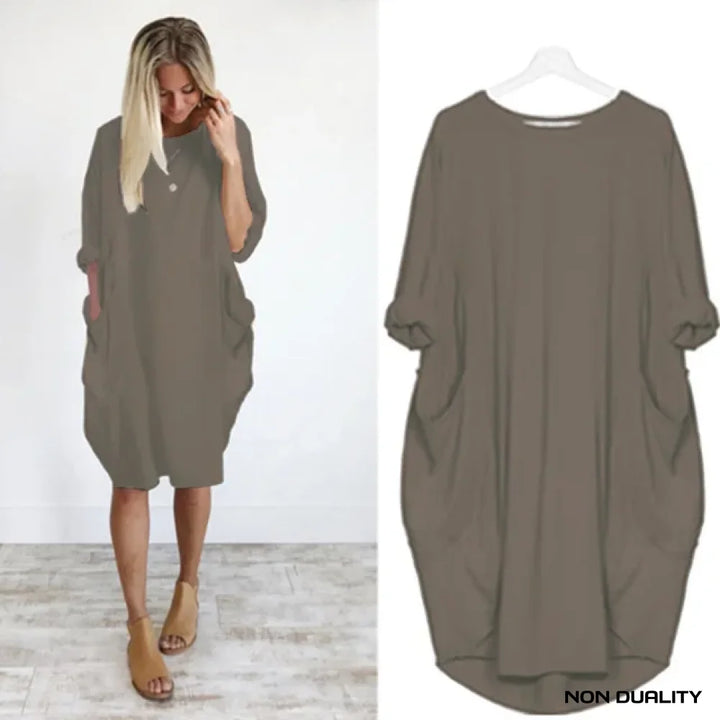 Non Duality | Comfy Pocket Dress Donker Grijs / S Dress