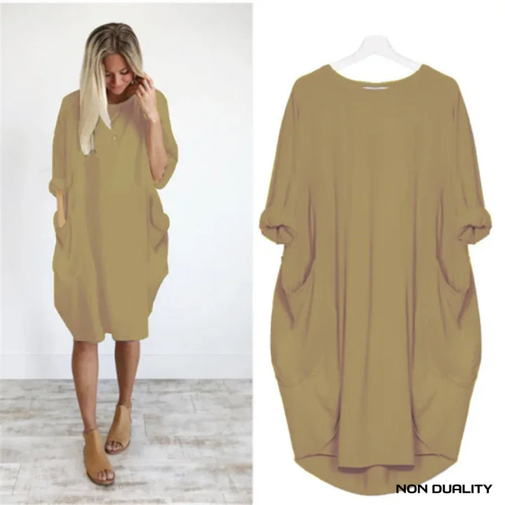 Non Duality | Comfy Pocket Dress Khaki / S Dress