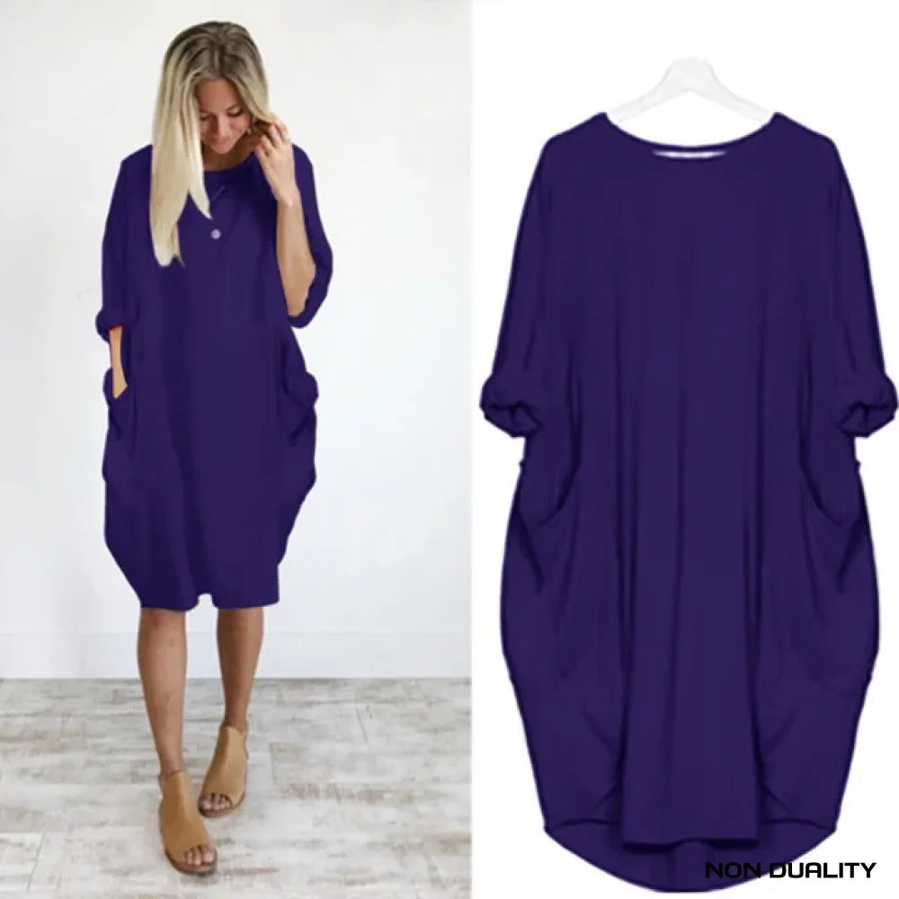 Non Duality | Comfy Pocket Dress Paars / S Dress