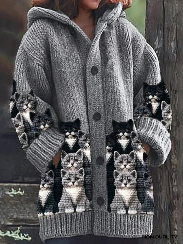 Non Duality | Cozy Knit Cat Cardigan Light Gray / S