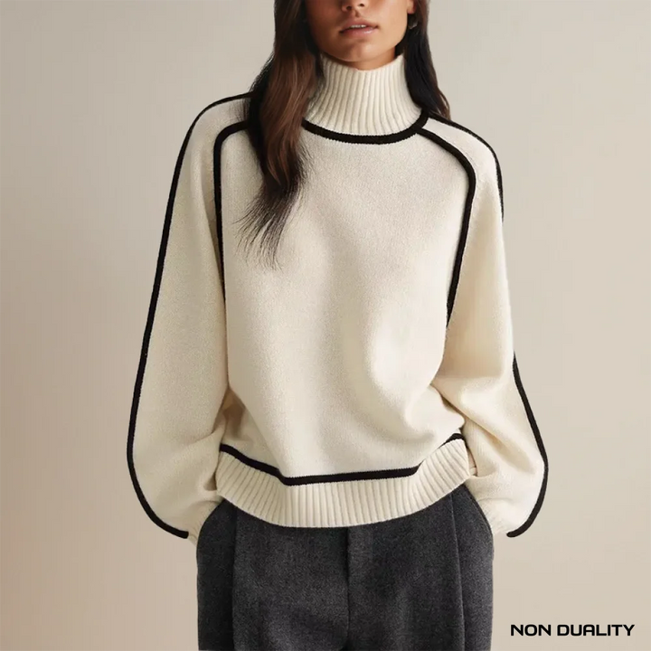 Non Duality | Classic Contrast Turtleneck Beige / S